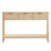 Rattan Console Table with 3 Storage Drawers