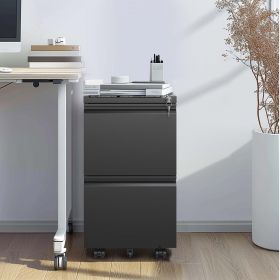 2-Drawer Mobile File Cabinet with Lock & Rolling Casters
