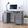 Grey Computer Desk with Storage Cabinet, File Drawer & Keyboard Tray