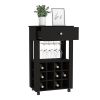 Black Wine Storage Cabinet with 12 Bottle Cubbies and Open Shelf
