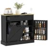 Farmhouse Hidden Trash Can Cabinet with Drawers, Spice Rack & Storage Shelves