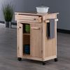 Hackett Kitchen Cart with Storage Cabinet, Drawer & Rolling Casters