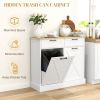Farmhouse Trash Can Cabinet with Storage Drawers & Pantry Shelf