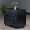 Halifax Wide Storage Cabinet; 3-Small & 2-Wide Drawers; Black