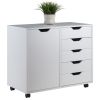 Winsome Wood Halifax 5-Drawer Storage Cabinet with Side Cabinet, White