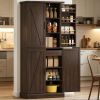 72-Inch Rustic Brown Kitchen Pantry Cabinet with Adjustable Shelves