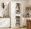 72" White Kitchen Pantry Storage Cabinet with Adjustable Shelves & Drawer