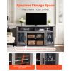 Modern LED Glass TV Stand with Adjustable Storage Shelves for TVs up to 65-Inch