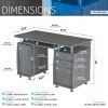 Grey Computer Desk with Storage Cabinet, File Drawer & Keyboard Tray