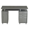 Grey Computer Desk with Storage Cabinet, File Drawer & Keyboard Tray