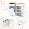 Farmhouse Trash Can Cabinet with Storage Drawers & Pantry Shelf