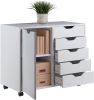 Winsome Wood Halifax 5-Drawer Storage Cabinet with Side Cabinet, White