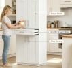 72" White Kitchen Pantry Storage Cabinet with Adjustable Shelves & Drawer