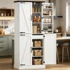 72" Farmhouse Kitchen Pantry Cabinet with Barn Doors & Adjustable Shelves