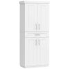 White Kitchen Pantry Cabinet with Adjustable Shelves & Storage Drawer