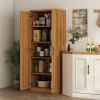 Kitchen Pantry Cabinet with Adjustable Shelves | Cinnamon Teak Wood Grain
