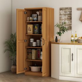Kitchen Pantry Cabinet with Adjustable Shelves | Cinnamon Teak Wood Grain