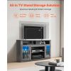 Modern LED Glass TV Stand with Adjustable Storage Shelves for TVs up to 65-Inch