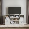 Farmhouse TV Stand with Sliding Barn Doors & 4 Drawers
