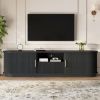 Fluted TV Stand with Sliding Doors & Storage Drawer for TVs Up to 75"