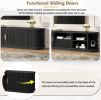 Fluted TV Stand with Sliding Doors & Storage Drawer for TVs Up to 75"