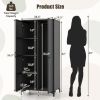 PE Rattan Wardrobe Armoire Cabinet with Hanging Rod & 4 Storage Cubes