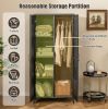 PE Rattan Wardrobe Armoire Cabinet with Hanging Rod & 4 Storage Cubes