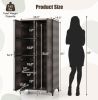 PE Rattan Wardrobe Armoire Cabinet with Hanging Rod & 4 Storage Cubes