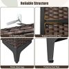 PE Rattan Wardrobe Armoire Cabinet with Hanging Rod & 4 Storage Cubes