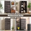 PE Rattan Wardrobe Armoire Cabinet with Hanging Rod & 4 Storage Cubes