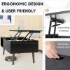 Lift Top Coffee Table with Hidden Storage & Open Shelves
