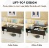 Lift Top Coffee Table with Hidden Storage & Open Shelves