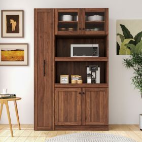 Kitchen pantry cabinet with multi-functional pull-out multi-tier storage shelf,Farmhouse Storage Cabinet with 4 Doors,Pantry Organizers for Kitch (Color: as Pic)