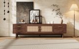 70 inch Rattan TV Stand with Storage Drawers