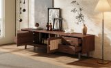 70 inch Rattan TV Stand with Storage Drawers