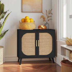 Rattan Buffet Cabinet (Color: Black)