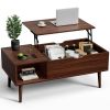 Lift Top Coffee Table with Hidden Storage & Open Shelves