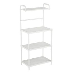 4-Tier Microwave Stand Kitchen Baker's Rack with Storage Shelves (Color: White)
