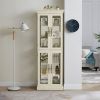Lighted Glass Curio Display Cabinet,Display Cabinet,Glass Storage Cabinet Glass Wine cabinet Wood Frame Toy Display for Living Room, Kitchen