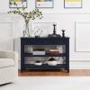 Retro Design Console Table with Two Open Shelves, Pine Solid Wood Frame and Legs for Living Room