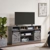 Farmhouse TV Stand with Sliding Barn Doors & 4 Drawers