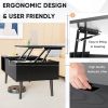 Lift Top Coffee Table with Hidden Storage & Open Shelves