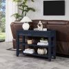 Retro Design Console Table with Two Open Shelves, Pine Solid Wood Frame and Legs for Living Room