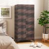 PE Rattan Wardrobe Armoire Cabinet with Hanging Rod & 4 Storage Cubes