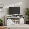 Farmhouse TV Stand with Sliding Barn Doors & 4 Drawers