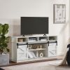 Farmhouse TV Stand with Sliding Barn Doors & 4 Drawers