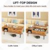 Lift Top Coffee Table with Hidden Storage & Open Shelves